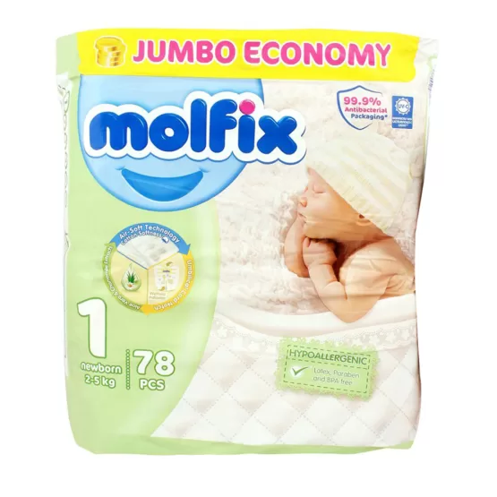 Molfix 3D Jumbo Pack Newborn Size 1 – 78 Pcs