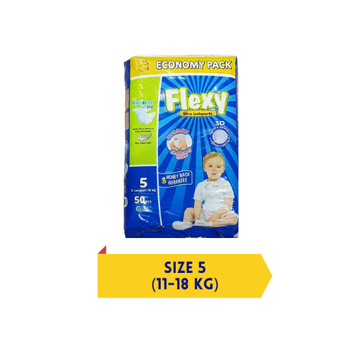 Flexy baby diapers – 3D Soft – XL Size 5 – 50 Pcs